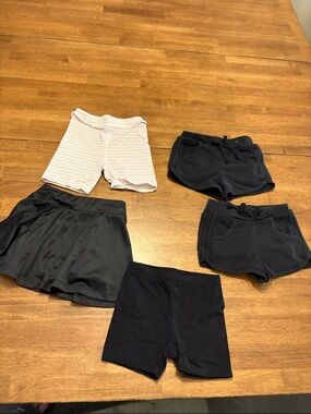 Kids Black and White Stripe Bike Shorts and Black Knit Shorts Set